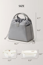 Specification chart for EACHY grey insulated lunch tote