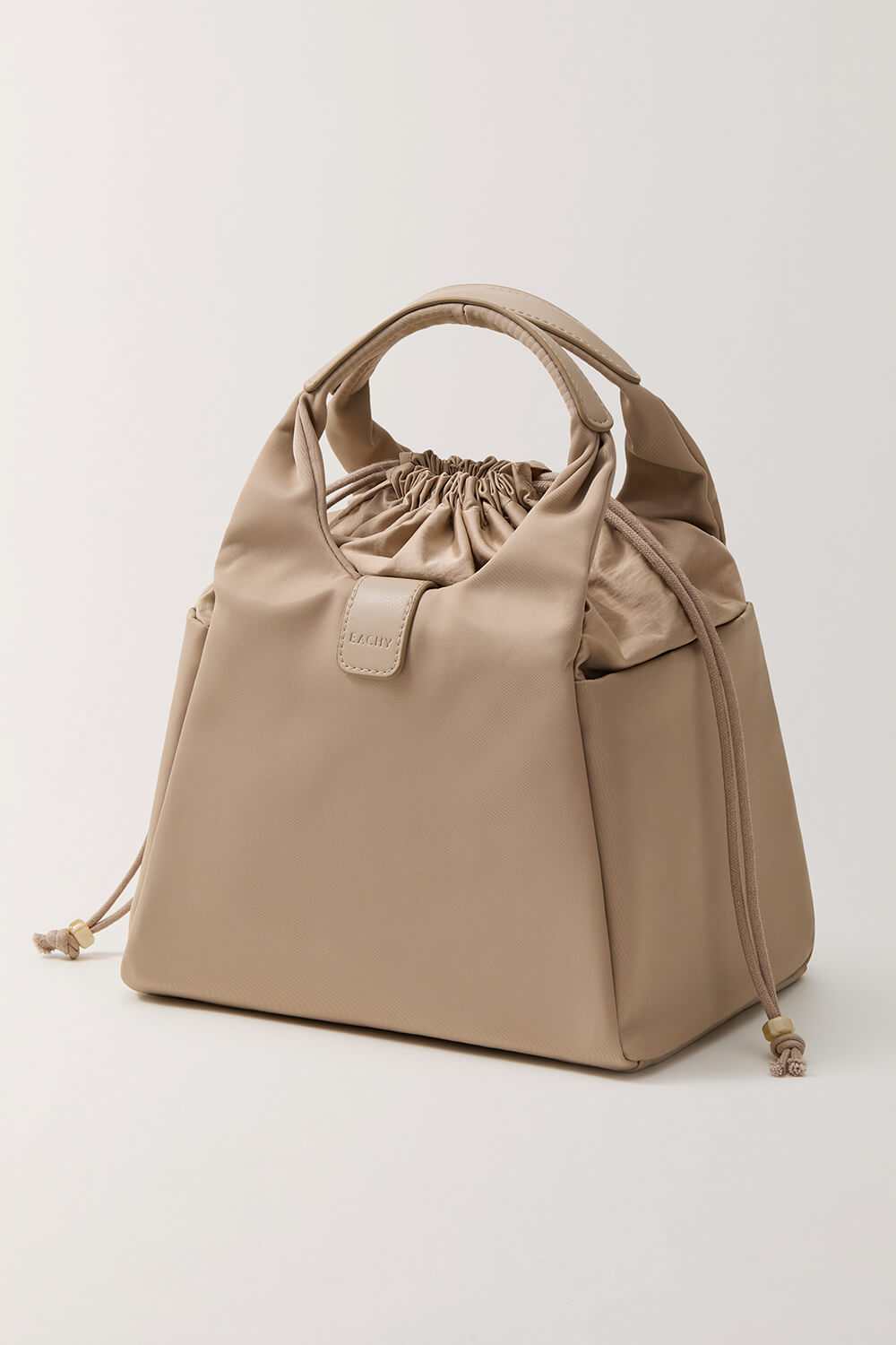 EACHY Beige Drawstring Lunch Bag - Aesthetic nylon cooler tote#Sand-Beige