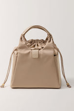 Stylish EACHY khaki lunch bucket bag with drawstring closure